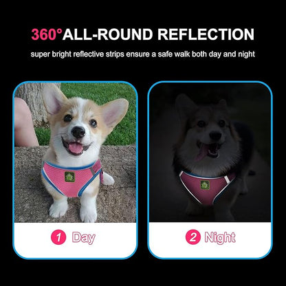 FEimaX Dog Harness and Leash Set, No Pull Soft Mesh Reflective Escape Proof Small Dog Cat Vest Adjustable Pet Outdoor Harnesses for Puppy Kitten Rabbit