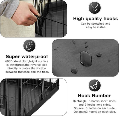 PJYuCien Rectangle Dog Playpen Bottom Pad - Fits 8 Panels 24" Width Metal Dog Pen -48"x48" Size 600D Oxford Cloth Waterproof Playpen Bottom Pad (Note:No Playpen)
