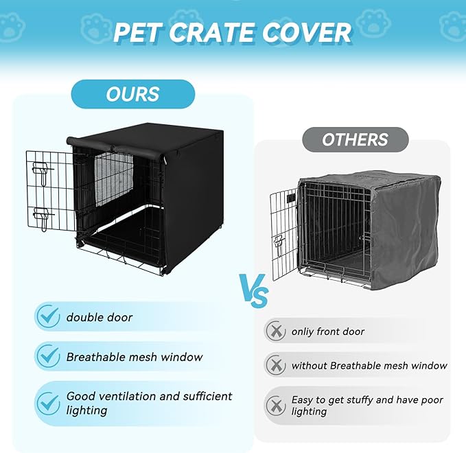 X-ZONE PET 30" Dog Crate Cover for Indoor/Outdoor - Heavy Duty Polyester Pet Kennel Cover Fits for Wire Dog Cage Black