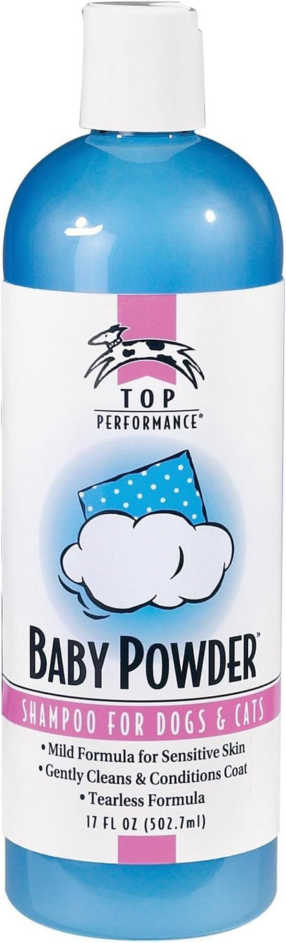 Top Performance Baby Powder Pet Shampoo in 17 Oz. Size for Bathing Puppies and Kittens – Helps Pets with Skin Conditions