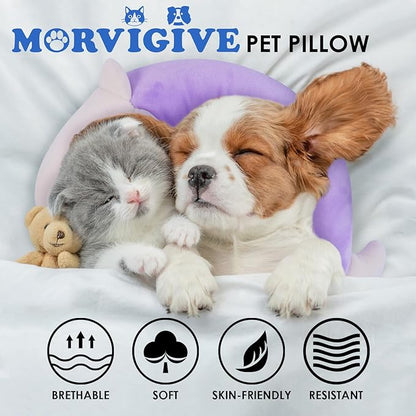 Pet Pillow, Dog Neck Pillow,Dog Pillows for Medium Dogs,Calming Pillow for Dogs, Soft Cat Pillow,Improve Relief Dog Sleeping Pillow,Machine Washable Pet U-Shaped Pillow,Purple,L