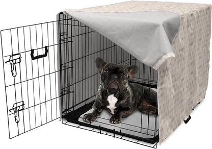 Lunarable Cream Dog Crate Cover, Geometrical Design Soft Colored Diamond Line Harlequin Background Pattern Classic Image, Easy to Use Pet Kennel Cover for Cats & Medium Dogs, 24 Inch, Tan