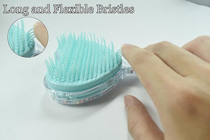 Soft Dog Brush for Small Dogs - Gentle Puppy Massaging Brush for Shih Tzus, Yorkies, Maltipoos, Maltese, Cats & Rabbits - Love Shape Design for All Hair Types (Pink Blue)
