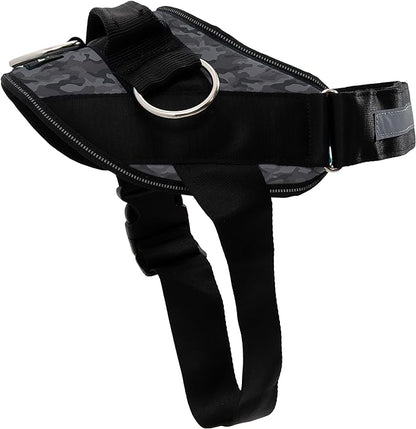 ShawnCo Essential Dog Harness, No-Pull Pet Vest with 3 Leash Clips, No Choke, Reflective, Adjustable and Padded, for Easy Walking and Training for Small, Medium and Large Dogs (Black Camo, S)