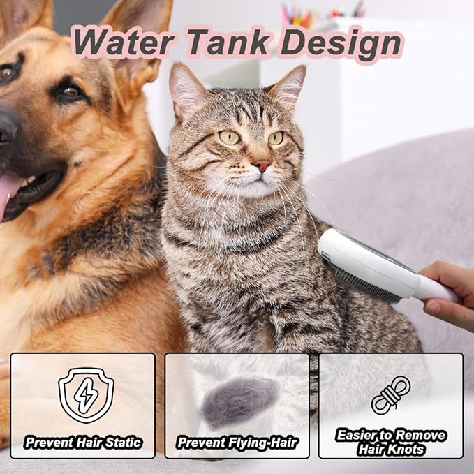 Cat Cleaning Brush,Pet Grooming Cleaning Brush,Self Cleaning Slicker Brushes for Shedding and Removes Loose Undercoat,Pet Hair Removal Comb with Water Tank,Wet Cat Brush