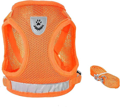 FEimaX Dog Harness and Leash Set for Walking, Soft Mesh Adjustable Easy Control Lightweight Cat Vest Harnesses with Reflective Strips, Escape Proof Small Dogs Cats Vests