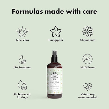 Belly Dog Cologne, 8.5 oz - Neat Dog Frangipani - Neutralize Strong Odors - Premium Scented Deodorizing Body Spray for Dogs - Made in Germany