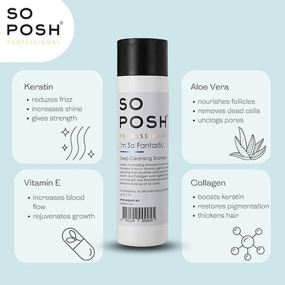 So Posh I’m So Fantastic Dog Shampoo - Deep Cleansing Shampoo, with Collagen & Keratin & Optical Brighteners, Suitable for All Breeds, Sulfate & Paraben Free, 1:10 Concentrate. 8.4 Oz