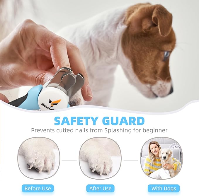 Small Dog Nail clippers with Sharp Stainless Steel Blade for Smooth Cutting, Ergonomic TPE Handle Special Baffle to Avoid Flying Nail Fragments, Hidden Nail File (Small)