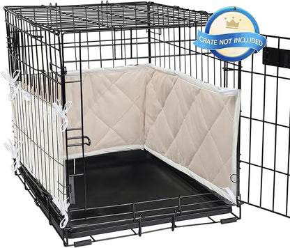 Dog Crate Bumpers With Ties - Apricot Training Pads, Safe and Comfortable Crate, Tail Protector (Bumper Only, Crate Not Included) 42"X28"X10"