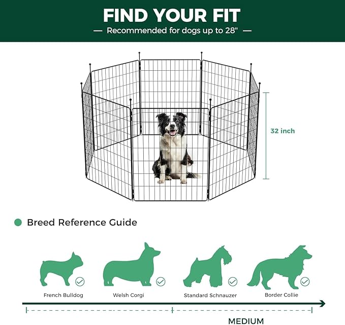 FXW MiniPaws Dog Playpen for Yard & RV Camping, Expandable 32-inch 16 Panels for Small and Medium Dogs, Portable for Indoor and Outdoor Use