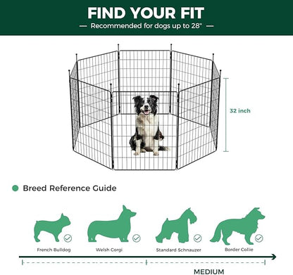 FXW MiniPaws Dog Playpen for Yard & RV Camping, Expandable 32-inch 24 Panels for Small and Medium Dogs, Portable for Indoor and Outdoor Use