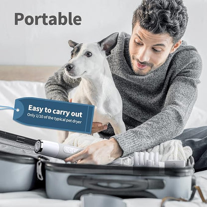 Dog Dryer, Portable Professional Pet Dog Blow Dryer, High Velocity Pet Dog Dryer for Household Travel Camping, Less Noise Pet Hair Grooming Hair Dryer, NTC Smart Temperature Adjustment