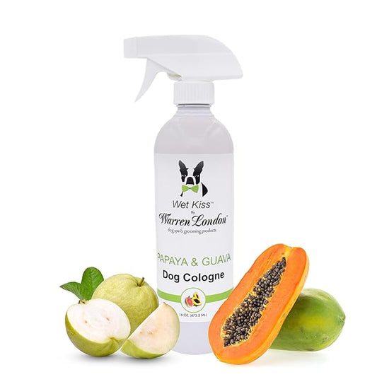 Warren London - Wet Kiss Dog Cologne, Long Lasting Dog Spray, Dog Deodorant to Remove Odor from Stinky Dogs, Papaya & Guava, 16 Ounce Bottle