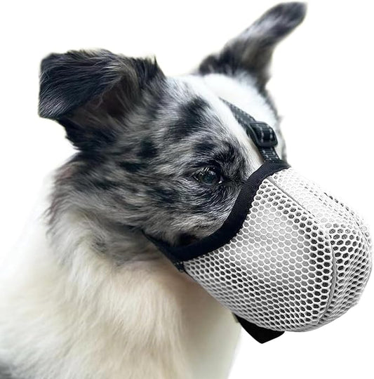 Large Dog Muzzle, Muzzle for Large Dogs to Prevent Eating/Chewing/Biting, Breathable Reflective Adjustable Medium Dog Accessories Dog Muzzle (Grey, XL)