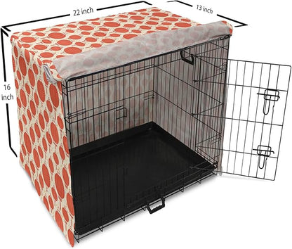 Lunarable Oriental Dog Crate Cover, Folk Lamps Cartoon Style Cheerful Pattern with Chinese Ethnicity, Easy to Use Pet Kennel Cover for Small Dogs Puppies Kittens, 22 Inch, Pale Yellow and Vermilion