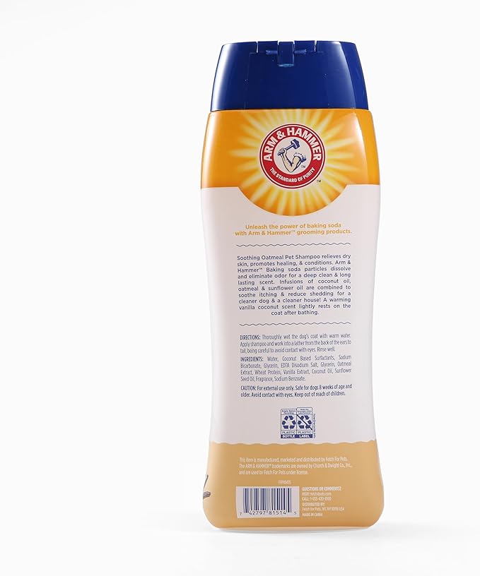 Arm & Hammer for Pets Soothing Oatmeal Pet Shampoo Moisturizing Dog Shampoo with Gentle Cleansing Formula Vanilla Coconut, 20 Ounces Shampoo for Pets (Pack of 2)