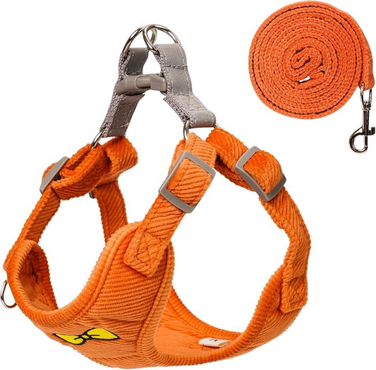 No Pull Dog Harness with Leash Pet Soft Vest Harness and Leash Set Dog Cat No Choke Escape Proof Harness Reflective Step in Harness for Small Medium Dogs Cats(Orange, Large)