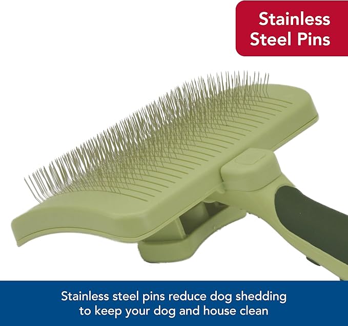 Coastal Pet Safari Dog Self-Cleaning Slicker Brush - Dog Deshedding Brush - Prevents Mats and Tangled Hair - For Dogs with Short or Long Hair - Medium - 4.25" x 4.06"