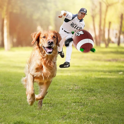 QDAN Dog Toys Football, Interactive Dog Toys for Tug of War,Superbowl Football Party Decorations Favor, Dog Water Toy, Durable Dog Balls for Small & Medium Dogs(8 inch)