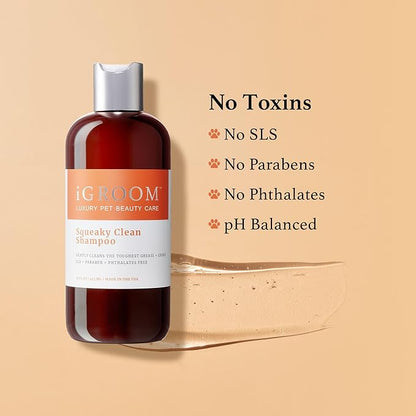 iGroom Squeaky Clean Dog Shampoo, Luxury Pet Beauty Care, Intense Cleaning Power, Chamomile Extracts Sooth Skin, Made in USA (16 OZ)