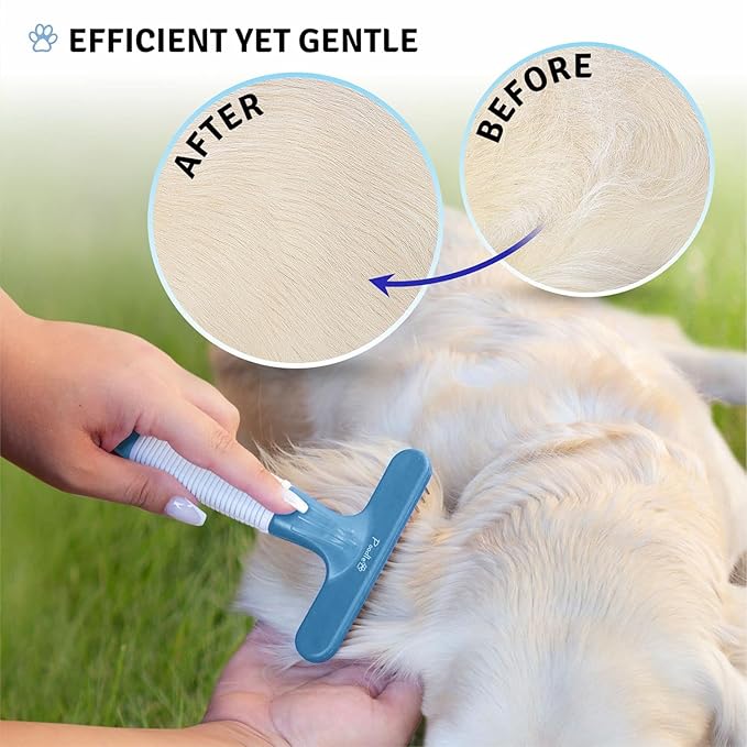 POODLIE Poodle Pet Dog Grooming Rake | Dematting Tool with Stainless Steel Shedding Comb for Pets | 2 Rows of Pins Gently Remove Loose or Tangled Hair from Undercoat (Blue)