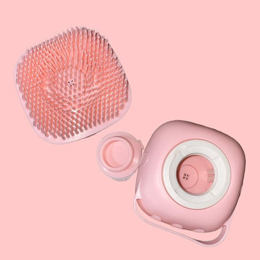 Upgraded Dog Bath Brush,Dog Scrubber Best Pet Bathing Tool for Dogs, Dog Wash Scrub Soft Silicone Dog Grooming Brush Bristles with Loop Handle Give Pet Gentle Massage,Extra Shampoo (Pink)