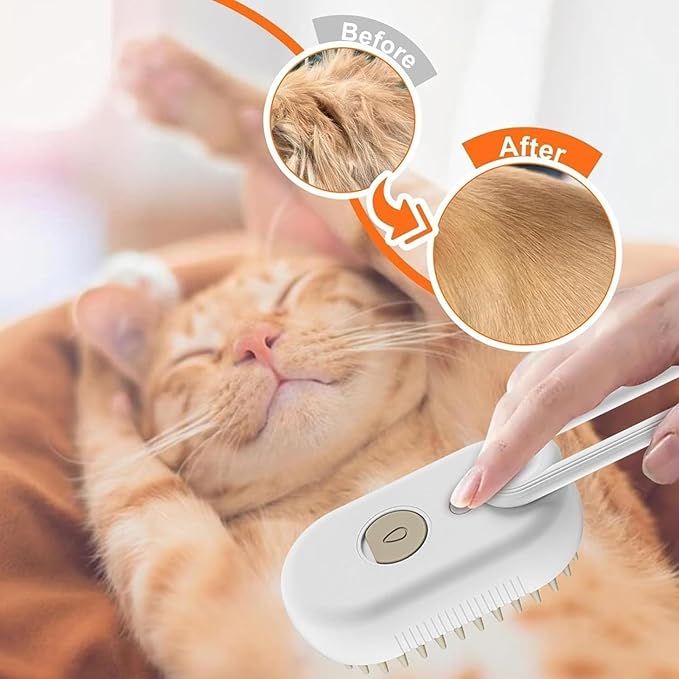 Pet hair removal brush,4-in-1 Cat Steam Brush for Hair Removal,Anti-static pet steam brush,Rechargeable Massage Comb with Spray Function for Dogs and Cats,Clean, Shedding & Grooming All in One