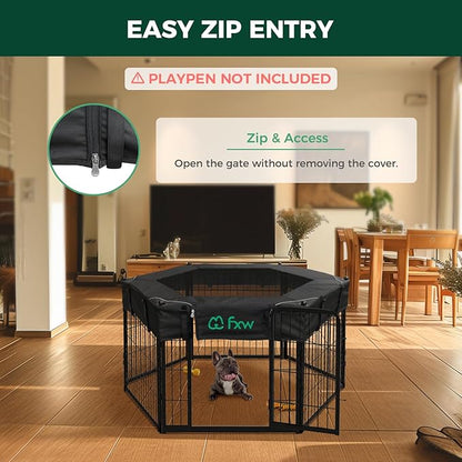 FXW Mesh Top Cover Specialized for FXW Dog Playpen (Not Suitable for Other Brands), Fits for FXW 24" H 6 Panels Homeplus/Rollick/Instant Dog Playpen│Patent Pending (Playpen not Included)
