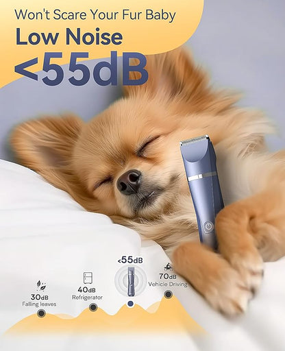 oneisall Dog Clippers Grooming Kit 4 in 1, Low Noise Dog's Paw Trimmer&Nail Grinder,IPX7 Waterproof Cordless Puppy Trimmer Shaver for Small Pets