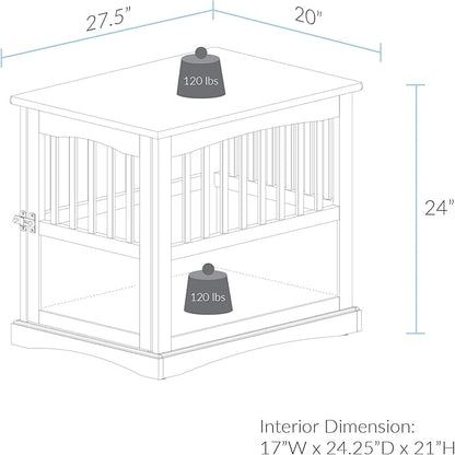 Casual Home Wooden Medium Pet Crate, End Table, Walnut , 27.50" x 20.00" x 24.00"