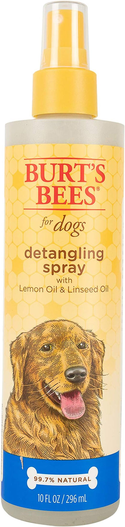 Burt's Bees for Pets Detangling Spray for Dogs with Lemon and Linseed Oil, 99.7% Natural Origin Formulas, Waterless Canine Shampoo - Gentle Dry Cleanser for Pups 10 oz