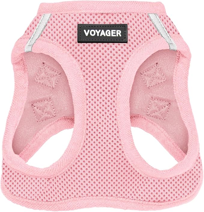 Voyager Step-In Air Dog Harness - All Weather Mesh, Reflective, No Pull Harness for Small, Medium Dogs, Cats - Secure with Hook & Loop Fastener, Buckle, Double D-Rings - Pink, XXS