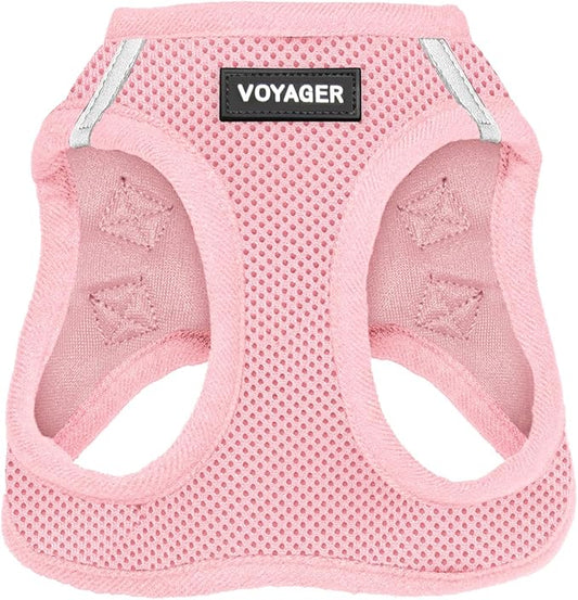 Voyager Step-In Air Dog Harness - All Weather Mesh, Reflective, No Pull Harness for Small, Medium Dogs, Cats - Secure with Hook & Loop Fastener, Buckle, Double D-Rings - Pink, XXXS
