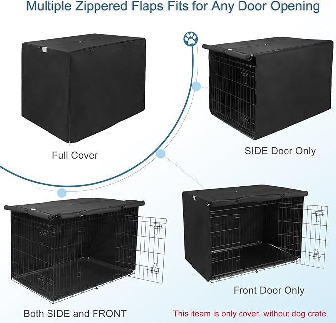 Deblue 42" Dog Crate Cover, Breathable Dog Kennel Cover for Large Wire Crate, Lightweight Polyester Pet Kennel Covers for Indoor Protection - (42 inches, Black)