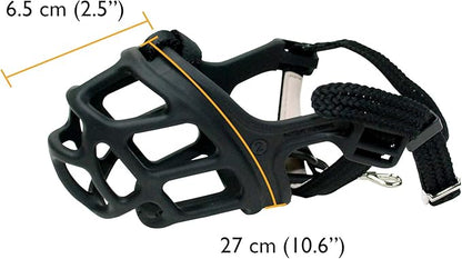 ZEUS Alpha TPR Muzzle for Small Dogs, Comfort Fit Design Prevents Biting, Barking and Chewing, Black