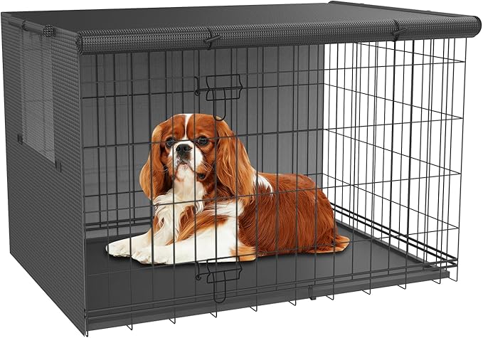 Dog Crate Cover-Double Door,Dog Kennel Cover,Crate Covers for Dog Cages-24 30 36 42 48 inches- Heavy Duty Polyester Pet Kennel Cover Universal Fit for Wire Dog Crate (42.0" L x 28.0" W x 30.0" H)