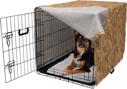 Lunarable Abstract Dog Crate Cover, Classic Print of Retro Style Round Intricate, Easy to Use Pet Kennel Cover for Medium Large Dogs, 36 Inch, Cocoa Pale Brown