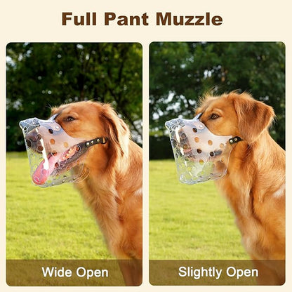 Mayerzon Dog Muzzle, Basket Muzzle for Large Medium Small Dogs, Humane Cage Mouth Guard to Prevent Biting Chewing Eating, Breathable Muzzle for Grooming Training Walking Vet Visits (S, Clear)
