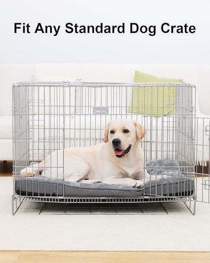 Dog Bed for Crate Washable Extra Large Dog Bed Plush Dog Kennel Pad Pet Sleeping Mat with Anti-Slip Bottom, 47x29 Inch, Grey