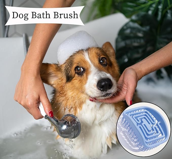 Puppy Hair Brush - Small Dog Bath Brush - Grooming Tool for Teddy, Yorkies, Maltese, Shih Tzu, Chihuahua - Blue