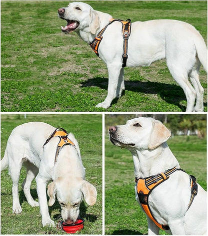 OLizee® New No Pull Dog Harness Outdoor Adventure Reflective Markings Pet Vest with Handle Adjustable Protective Nylon Walking Pet Harness Variety of Sizes and Colors,Orange XS