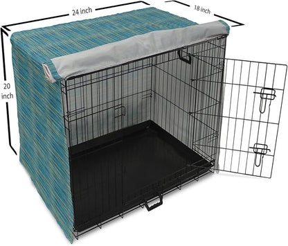 Lunarable Yellow and Blue Dog Crate Cover, Knitted Melange Inspired Graphic Clothing Texture Pattern, Easy to Use Pet Kennel Cover for Cats & Medium Dogs, 24 Inch, Pale Yellow Navy Blue