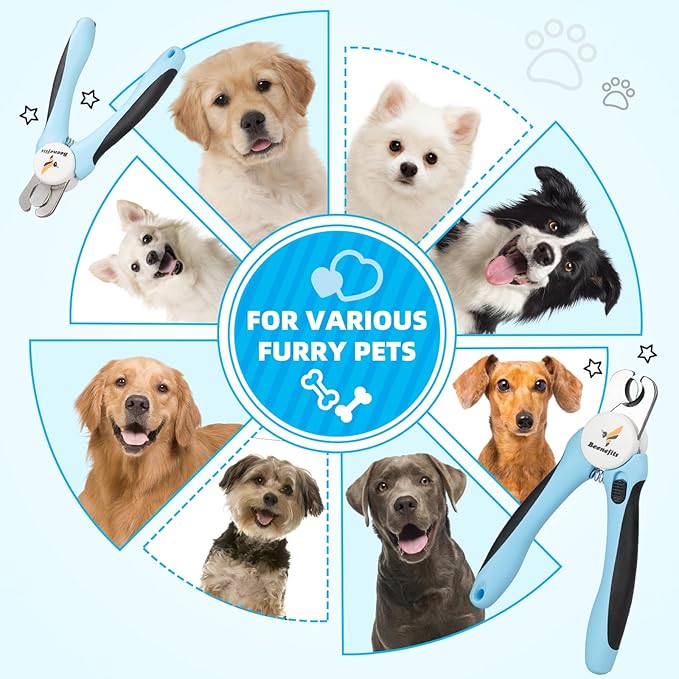 Small Dog Nail clippers with Sharp Stainless Steel Blade for Smooth Cutting, Ergonomic TPE Handle Special Baffle to Avoid Flying Nail Fragments, Hidden Nail File (Small)