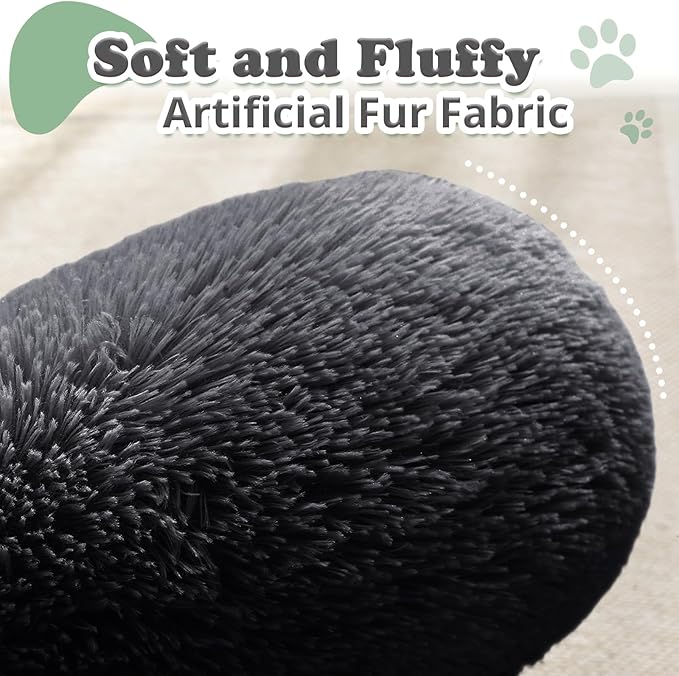 JOLLYVOGUE Dog Beds, Calming Small Dog Bed, Anti-Anxiety Dog Bed for Small Dogs, Fluffy Donut Dog Bed, Cozy Dog Cat Cushion Bed for Small Medium Dogs (24")