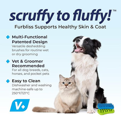 Furbliss Dog Brush for Small Dogs, Cats and Pets with Short Hair, Grooming Bathing Massaging Deshedding Multi-Functional Wet or Dry Silicone Brush (Short Hair Brush)