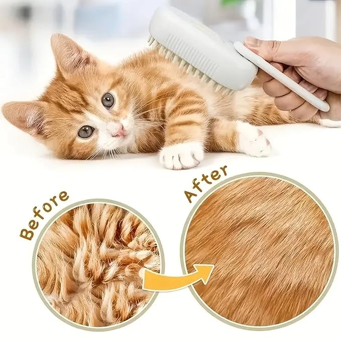 Pet hair removal brush,4-in-1 Cat Steam Brush for Hair Removal,Anti-static pet steam brush,Rechargeable Massage Comb with Spray Function for Dogs and Cats,Clean, Shedding & Grooming All in One