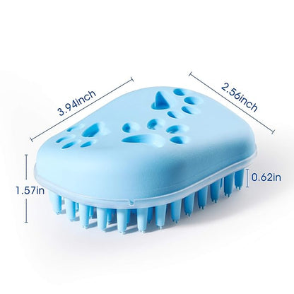Pet Bath Massage Brush - Grooming Comb with Soft Silicone Bristles for Shampoo and Massage Dogs & Cats with Short or Long Hair