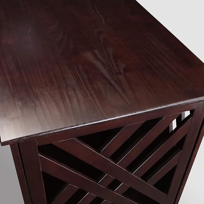 Casual Home Modern Lattice Wooden Pet Crate End Table - Espresso, Lockable, Spacious, Comfortable, Dog