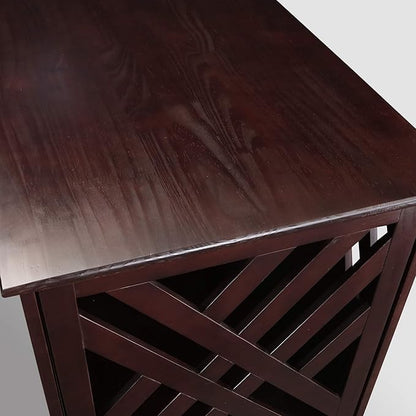 Casual Home Modern Lattice Wooden Pet Crate End Table - Espresso, Lockable, Spacious, Comfortable, Dog